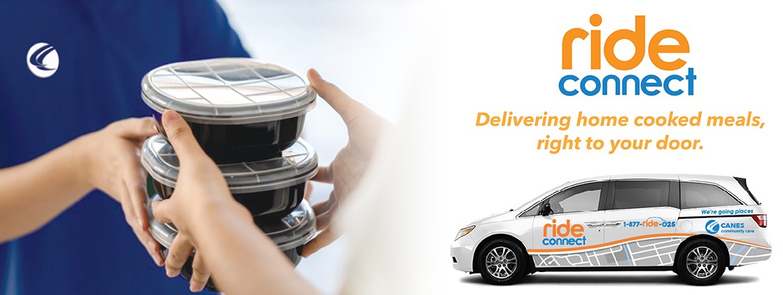 Ride connect service delivering home cooked meals right to your door. Click for more information.